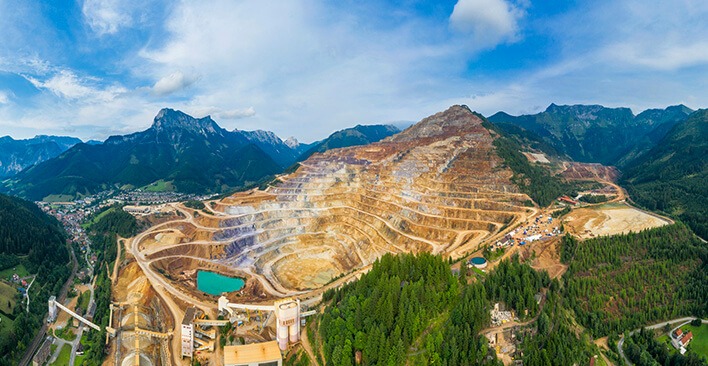 Aerial shot of international iron ore legacy mining site