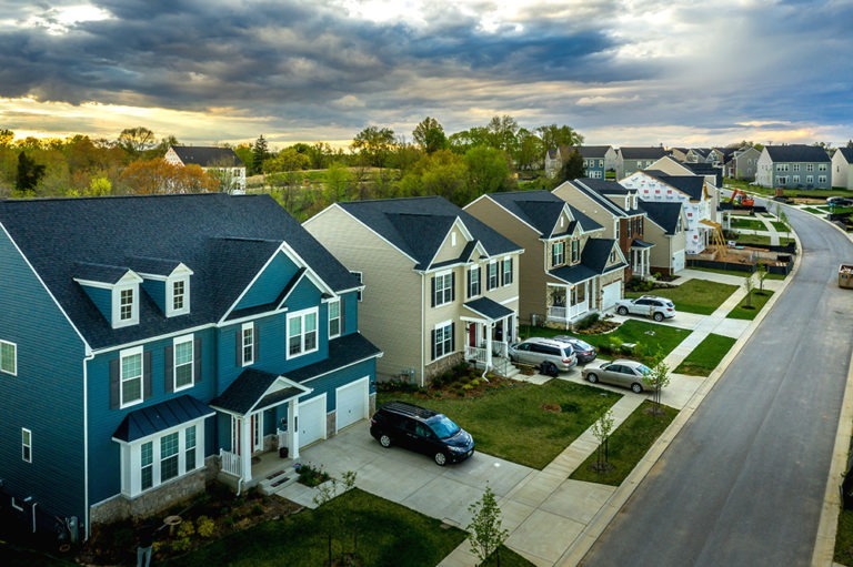 Houses in residential neighborhood