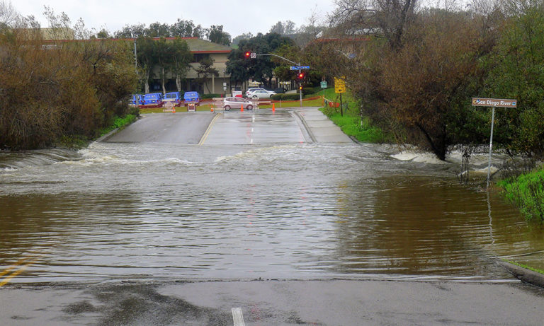 San Diego River floods after major storm