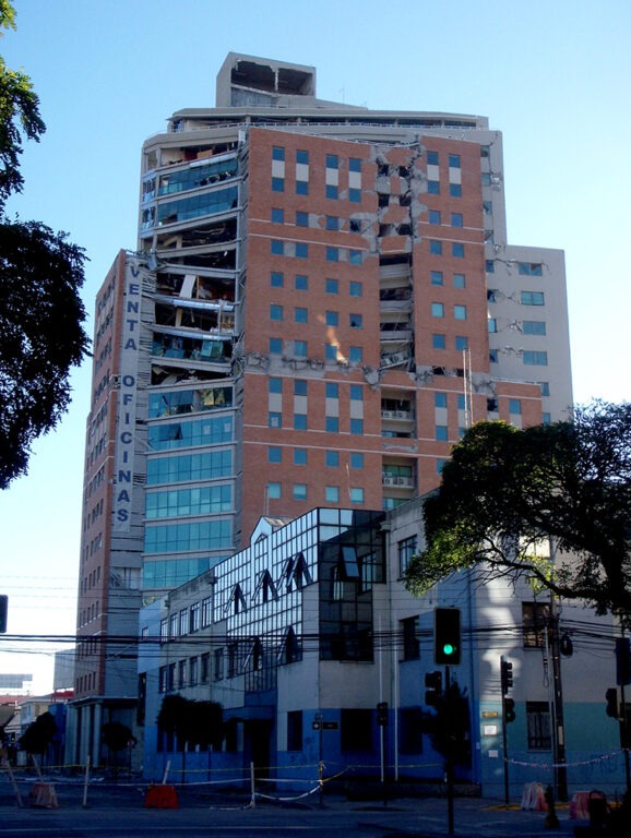 Earthquake-damaged new construction in Concepcion, Chile