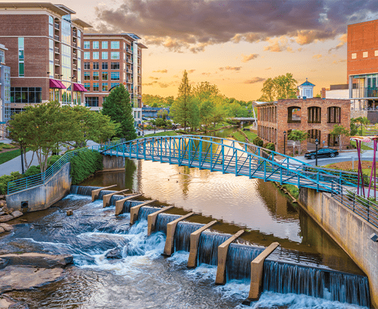 Greenville bridge with dam.