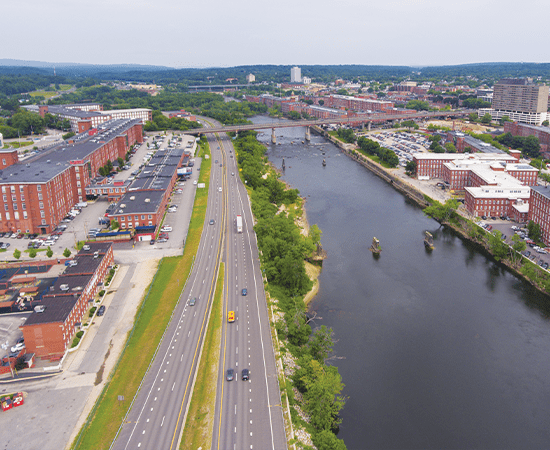 Merrimack River in Manchester, New Hampshire.