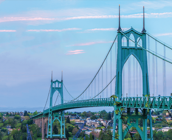 Portland, Oregon suspension bridge.