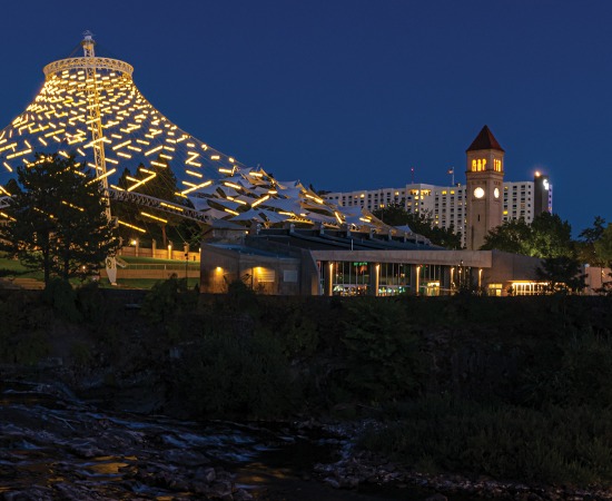 Spokane, Washington at night