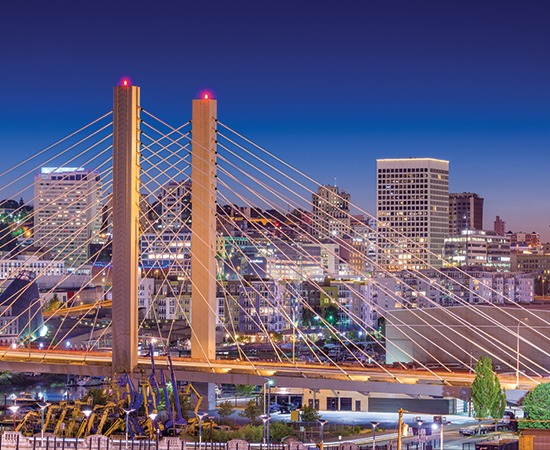 Tacoma, Washington skyline at night