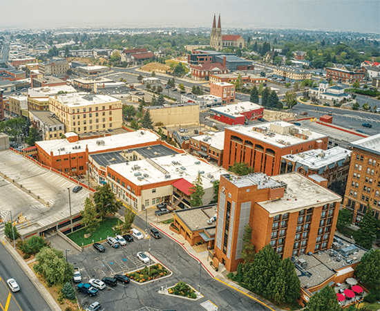 Ariel view of Helena cityscape. 