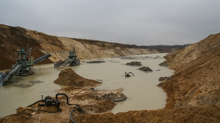 Flooded open pit mine